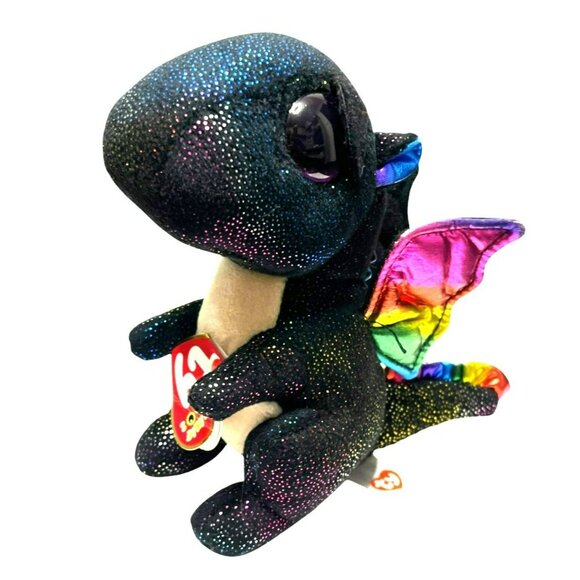 Ty Beanie Boos Anora The Dragon 6" Black with Rainbow Shimmer Wings LGBTQ‎ - Picture 1 of 11